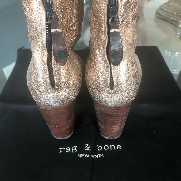 Rag and Bone Gold Metallic Newberry Booties - Picture 3 of 6
